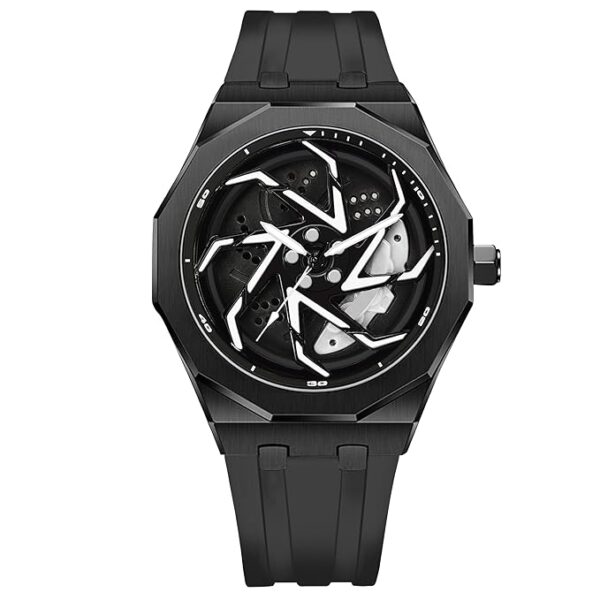 IIK COLLECTION Men's Car Wheel Watch with Spinning Car Rim Hub Design