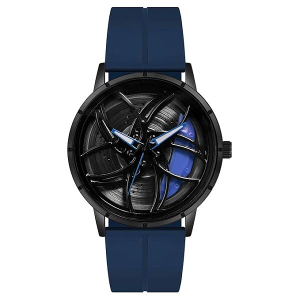 ON TIME OCTUS Spinning Car Wheels Gyro Men's Sport Watch| Rotating Wheel Dial Metal Strap Analog Silicone Strap Luxury Watches for Boy's and Men